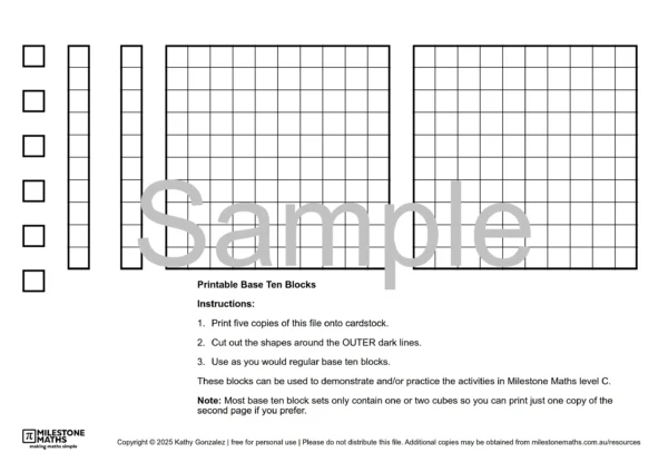 2D Base Ten Block Set