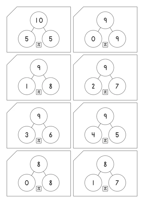 Addition Number Bond Flashcards Laminated