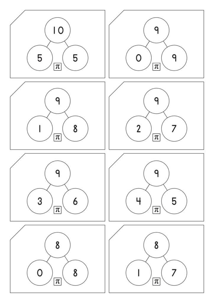 Addition Number Bond Flashcards Laminated